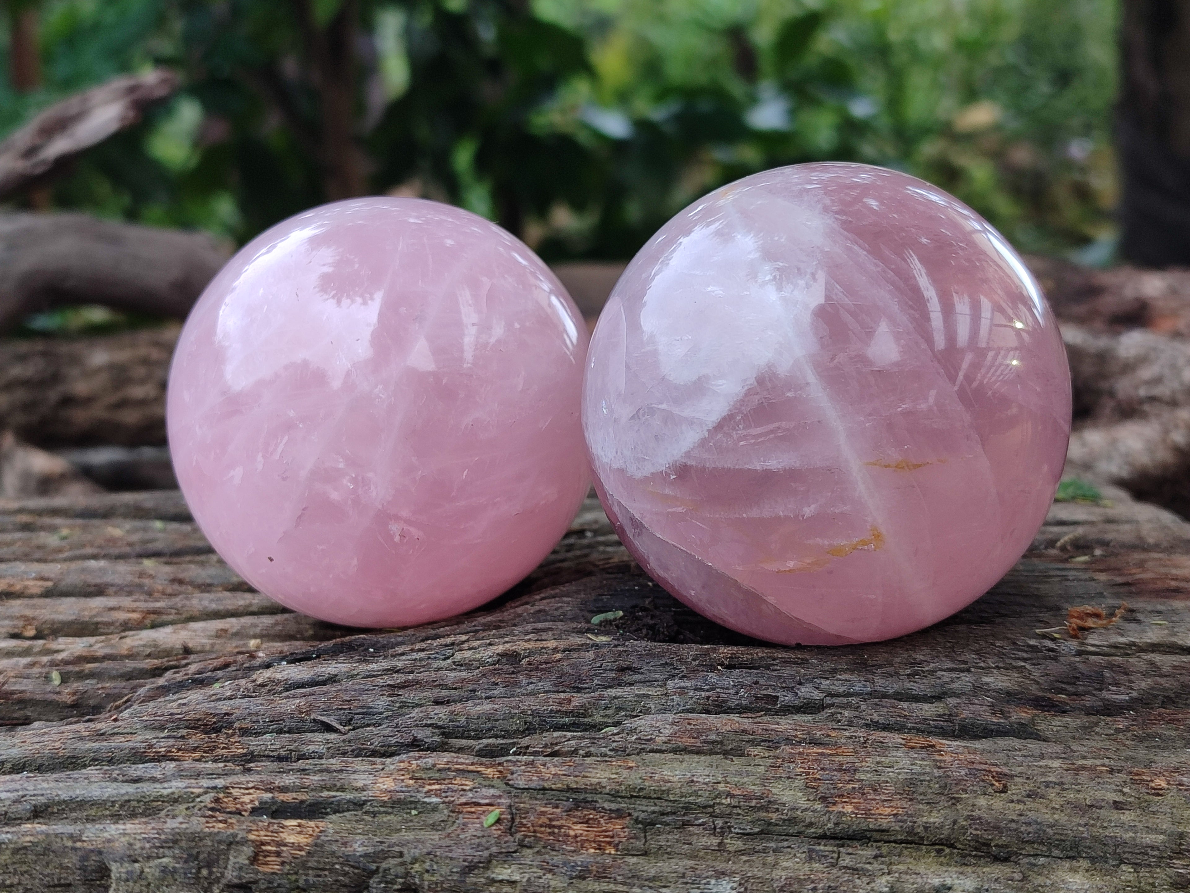 Polished Rose Quartz Spheres x 3 From Ambatondrazaka, Madagascar - Toprock Gemstones and Minerals 