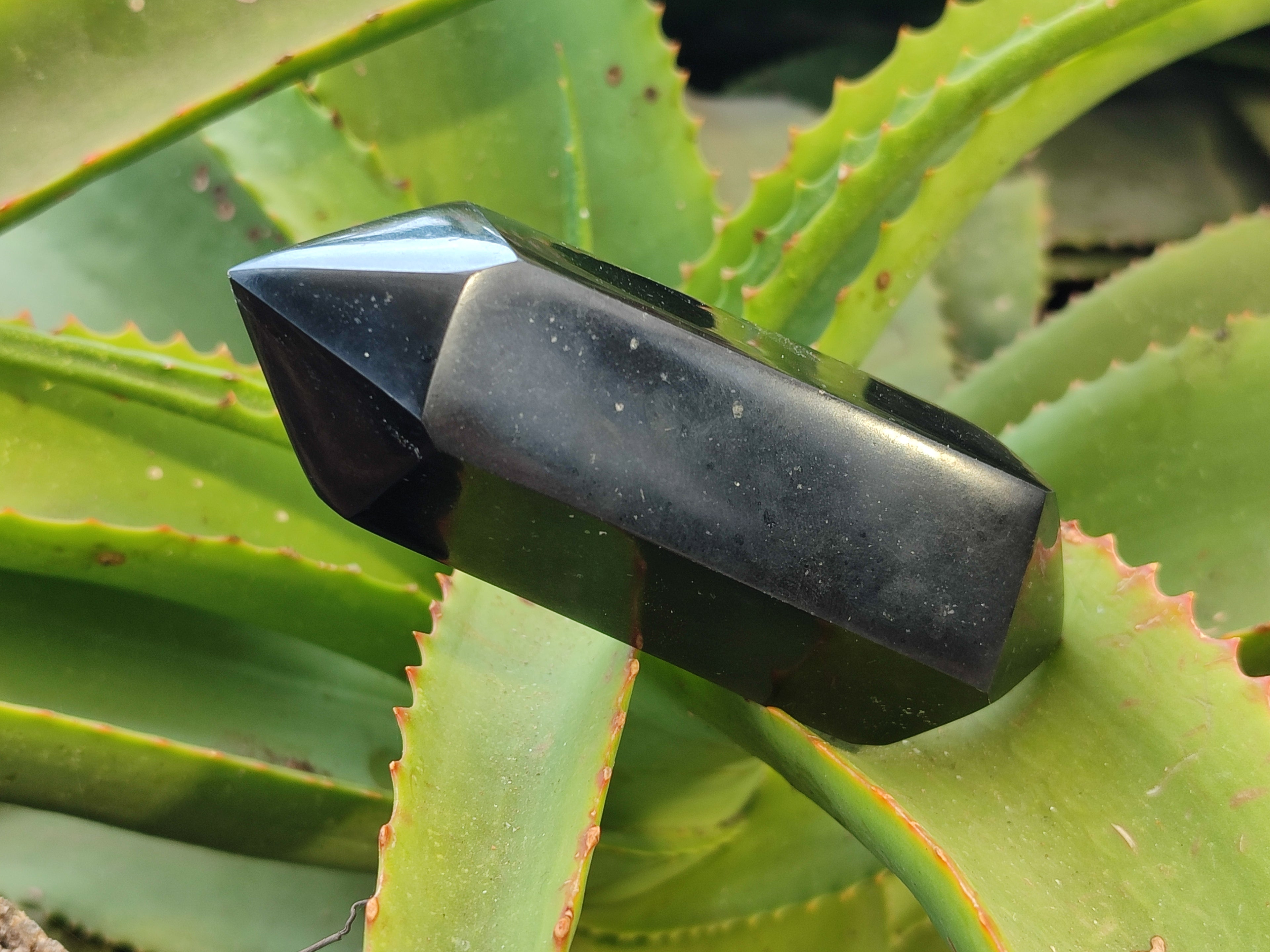 Polished Black Basalt Double Terminated Points x 4 From Antsirabe, Madagascar - Toprock Gemstones and Minerals 