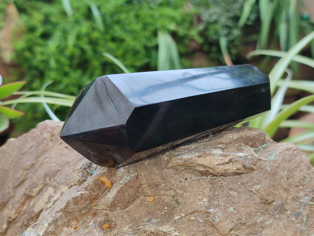 Polished Black Basalt Double Terminated Points x 4 From Antsirabe, Madagascar - Toprock Gemstones and Minerals 