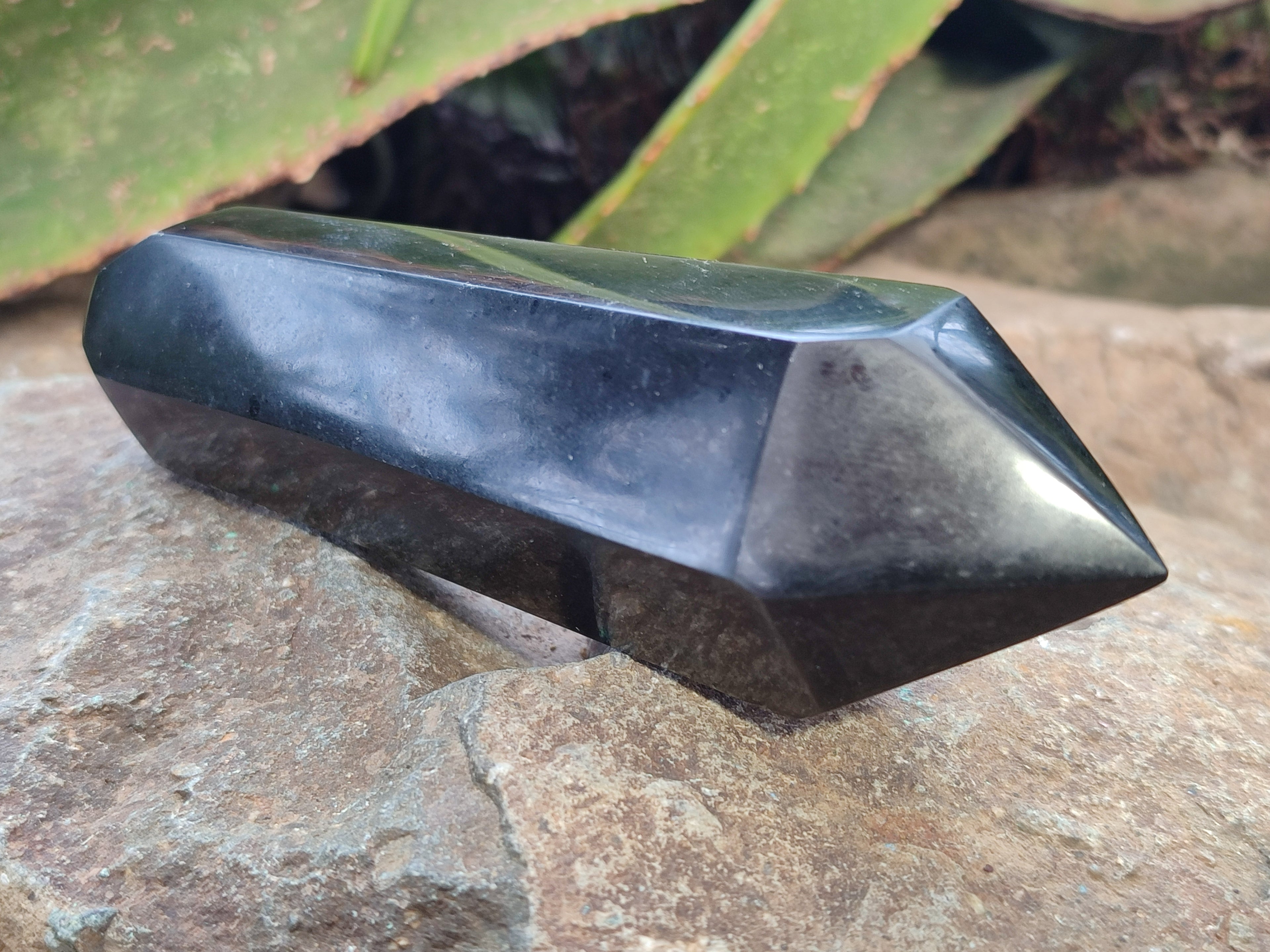 Polished Black Basalt Double Terminated Points x 4 From Antsirabe, Madagascar - Toprock Gemstones and Minerals 