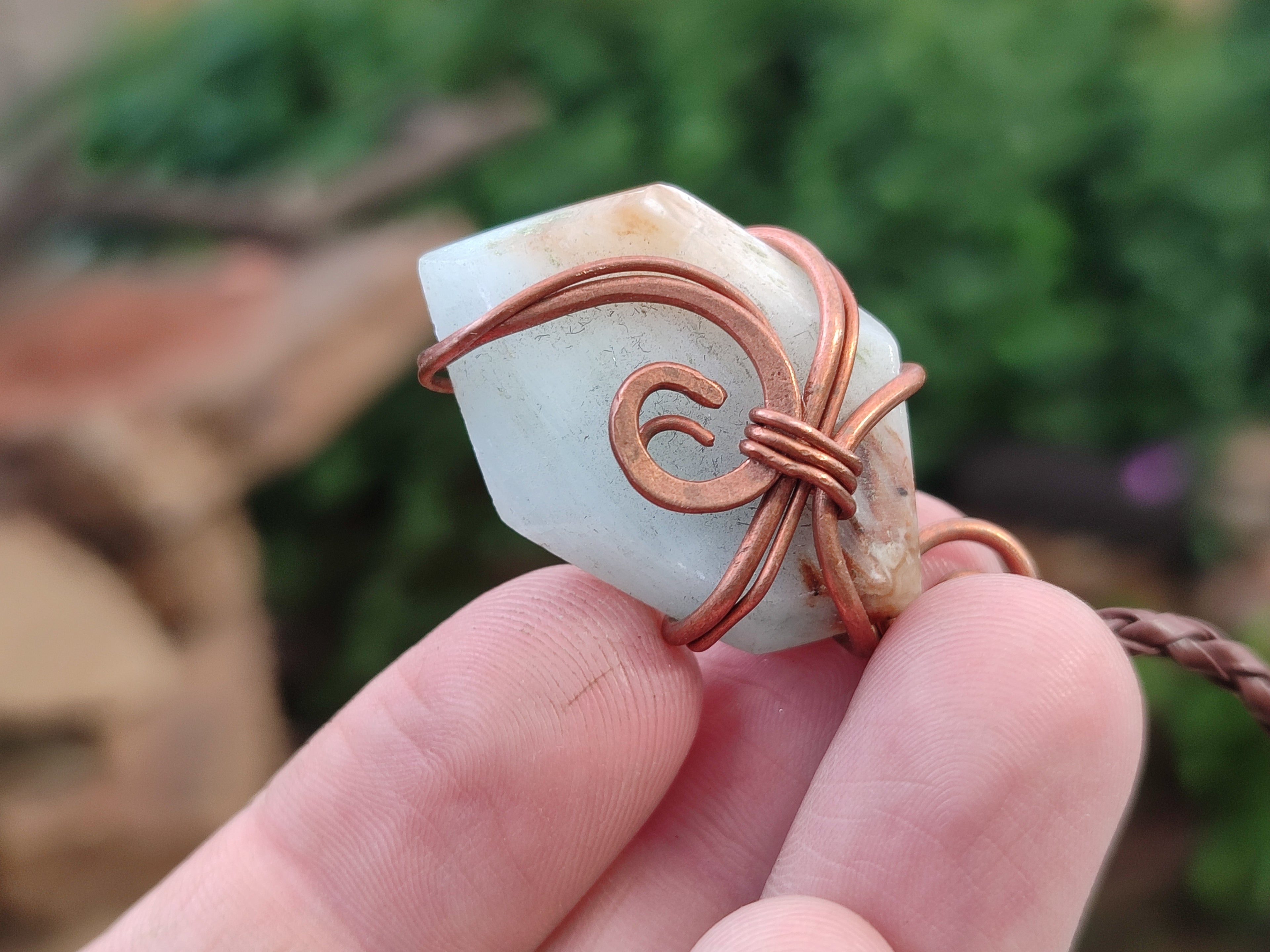 Polished Copper Wire Wrapped Blue Smithsonite Jewellery Pendants x 6 From Congo - Toprock Gemstones and Minerals 