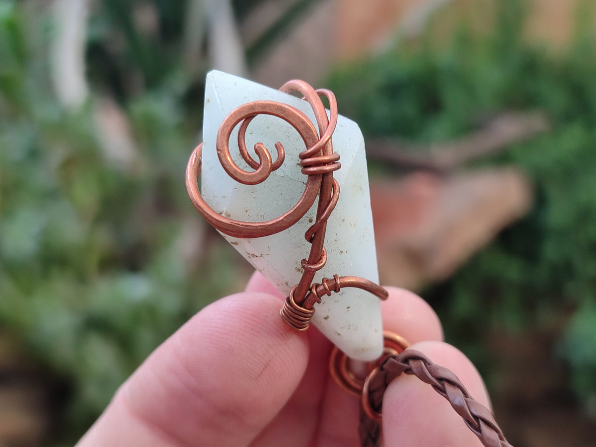 Polished Copper Wire Wrapped Blue Smithsonite Jewellery Pendants x 6 From Congo - Toprock Gemstones and Minerals 