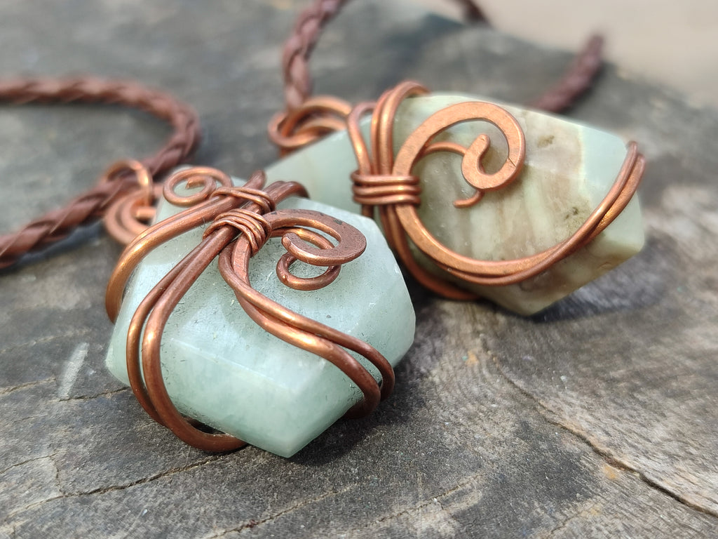 Polished Copper Wire Wrapped Blue Smithsonite Jewellery Pendants x 6 From Congo - Toprock Gemstones and Minerals 