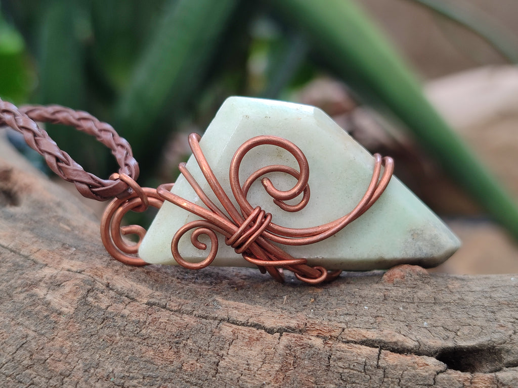 Polished Copper Wire Wrapped Blue Smithsonite Jewellery Pendants x 6 From Congo - Toprock Gemstones and Minerals 
