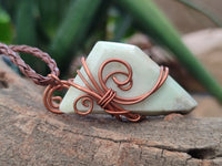 Polished Copper Wire Wrapped Blue Smithsonite Jewellery Pendants x 6 From Congo