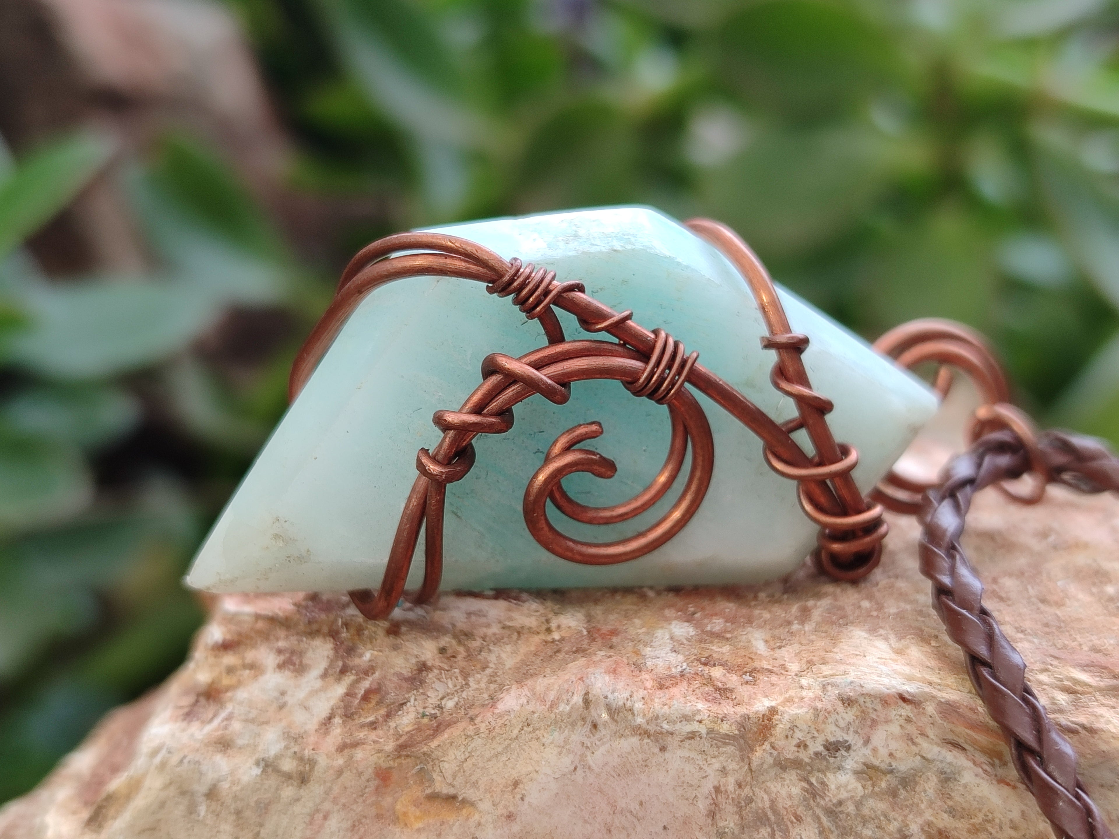 Polished Copper Wire Wrapped Blue Smithsonite Jewellery Pendants x 6 From Congo - Toprock Gemstones and Minerals 