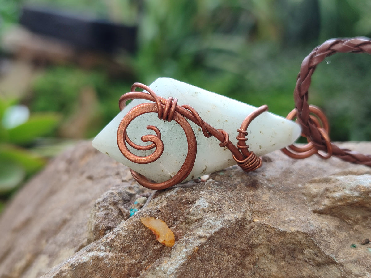 Polished Copper Wire Wrapped Blue Smithsonite Jewellery Pendants x 6 From Congo - Toprock Gemstones and Minerals 
