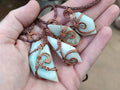 Polished Copper Wire Wrapped Blue Smithsonite Jewellery Pendants x 6 From Congo - Toprock Gemstones and Minerals 
