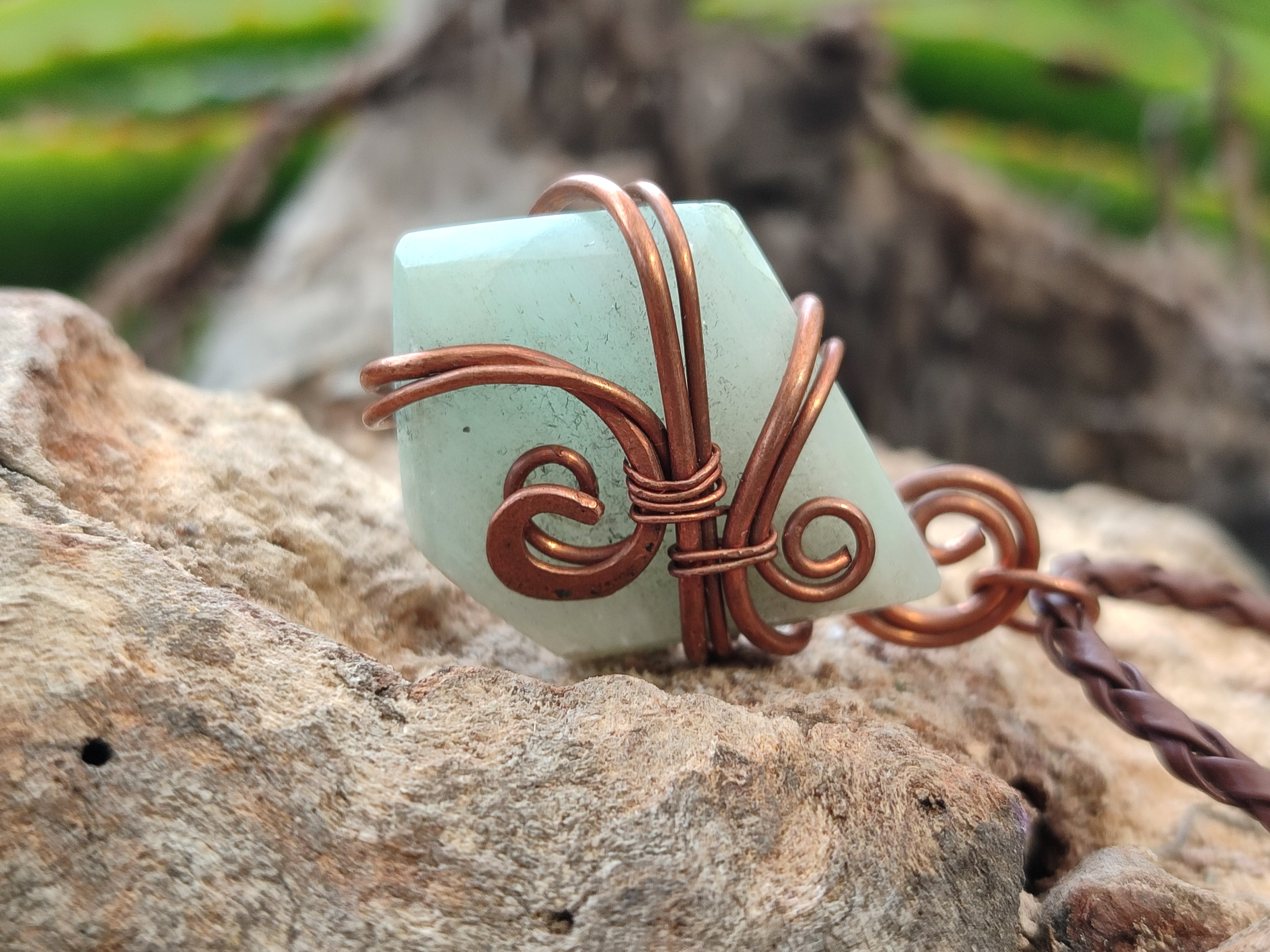 Polished Copper Wire Wrapped Blue Smithsonite Jewellery Pendants x 6 From Congo - Toprock Gemstones and Minerals 