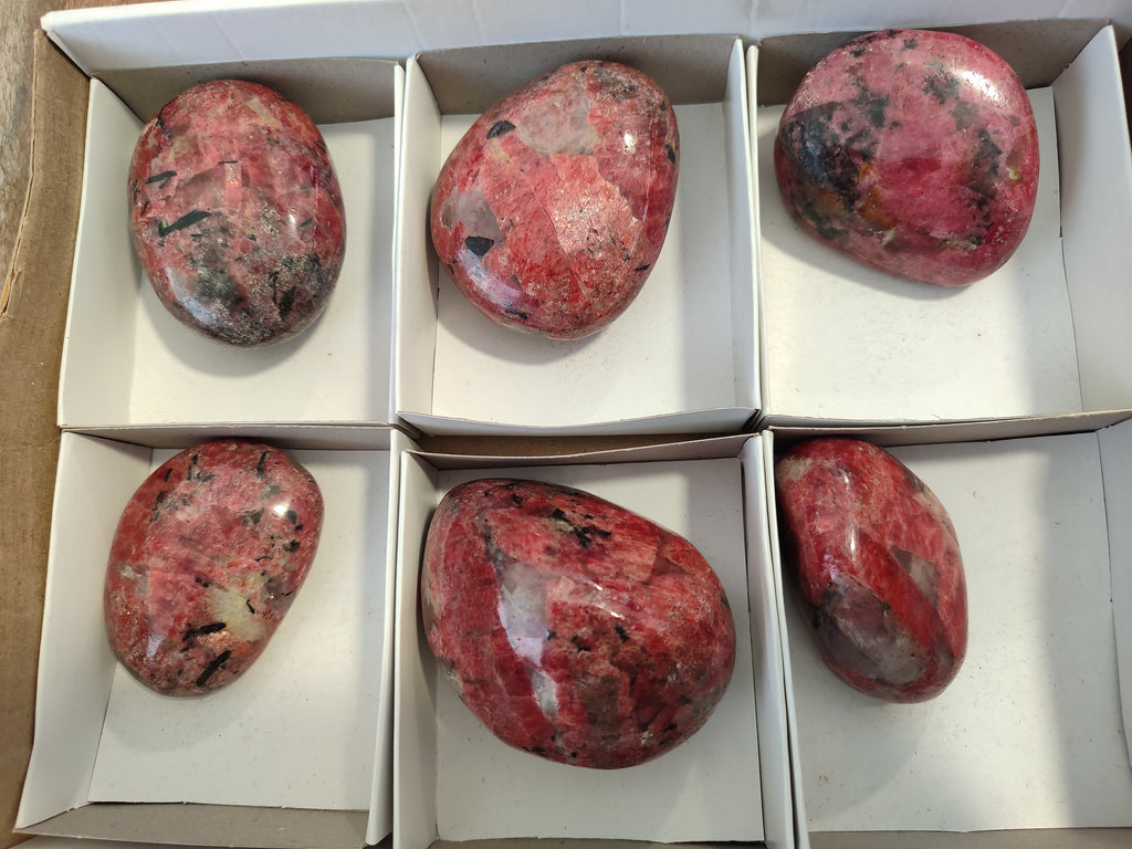 Polished Rhodonite Free Forms x 6 From Rhusinga, Zimbabwe - Toprock Gemstones and Minerals 