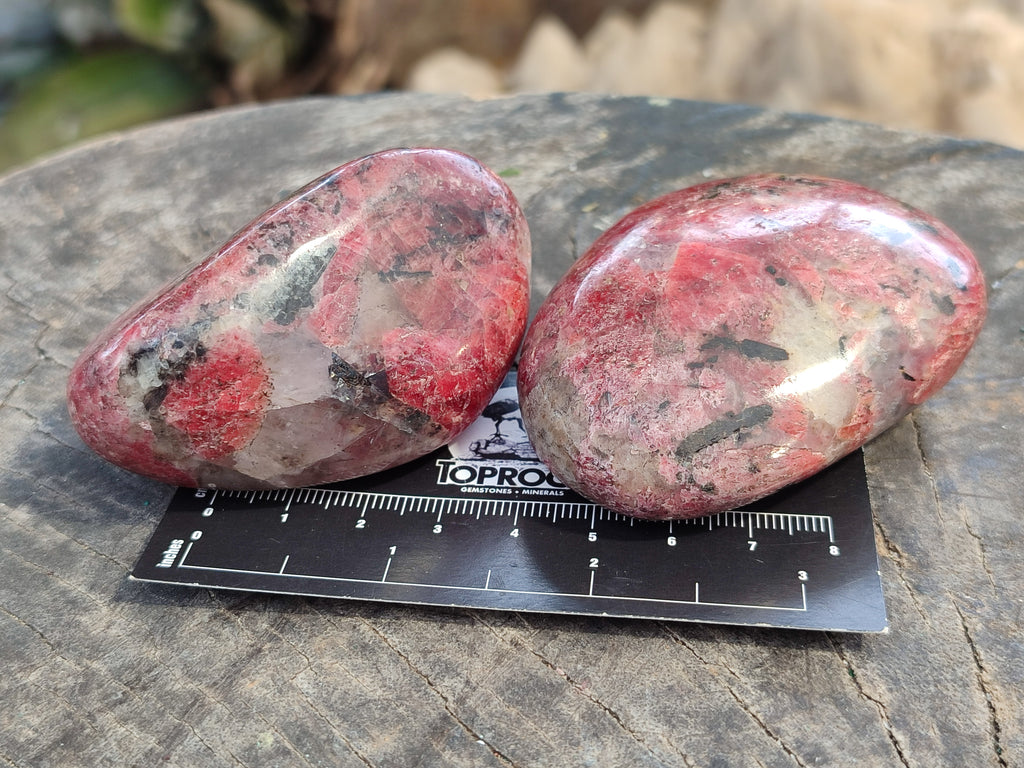 Polished Rhodonite Free Forms x 6 From Rhusinga, Zimbabwe - Toprock Gemstones and Minerals 