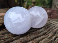 Polished Blue Girasol Rose Quartz Spheres x 5 From Madagascar