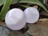 Polished Blue Girasol Rose Quartz Spheres x 5 From Madagascar