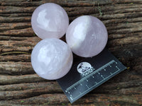 Polished Blue Girasol Rose Quartz Spheres x 5 From Madagascar