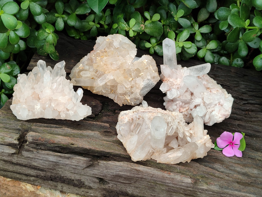 Natural Quartz Clusters x 4 From Madagascar - Toprock Gemstones and Minerals 