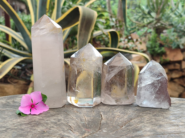 Polished Clear Quartz Crystals x 4 From Madagascar