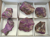 Natural Metallic Purpurite Cobbed Specimens x 6 From Erongo, Namibia