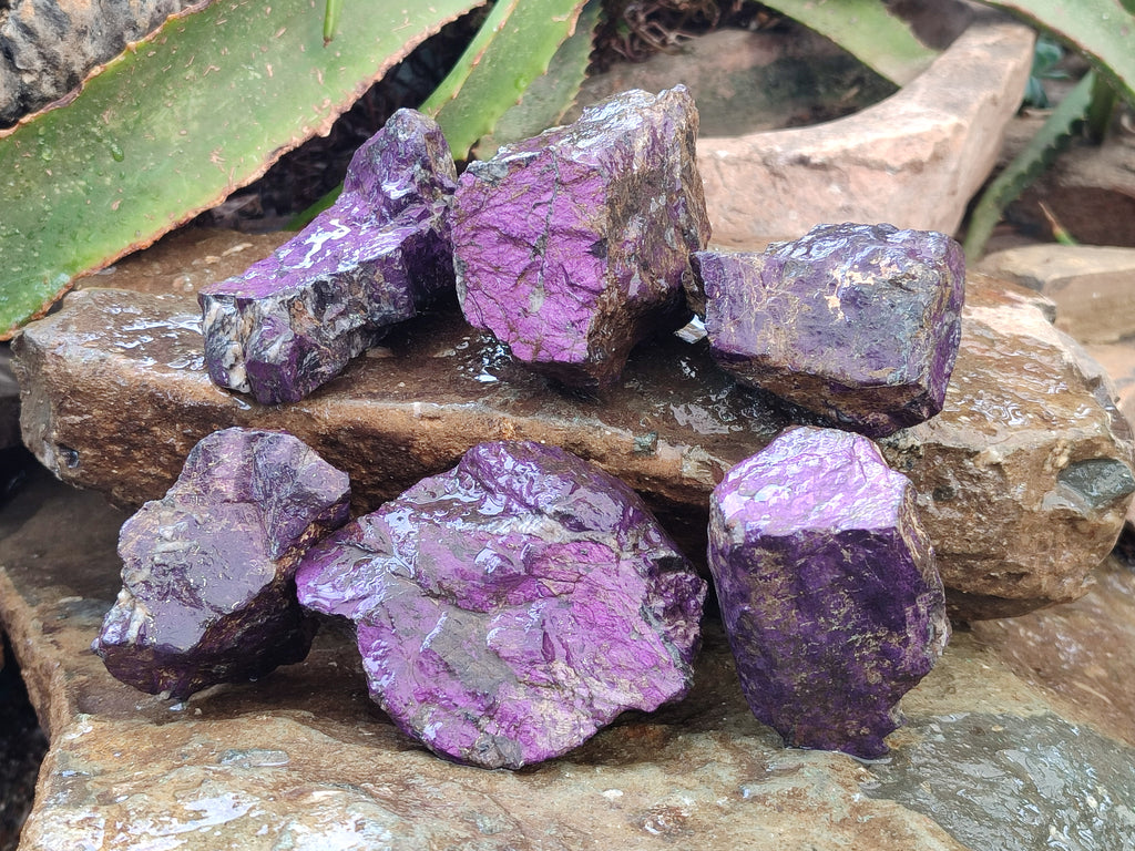 Natural Metallic Purpurite Cobbed Specimens x 6 From Erongo, Namibia - Toprock Gemstones and Minerals 