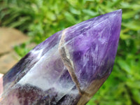 Polished Chevron Amethyst Points x 2 From Zambia