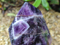 Polished Chevron Amethyst Points x 2 From Zambia