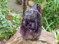 Polished Chevron Amethyst Points x 2 From Zambia