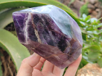 Polished Chevron Amethyst Points x 2 From Zambia