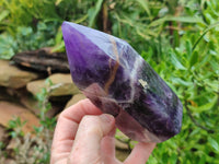 Polished Chevron Amethyst Points x 2 From Zambia