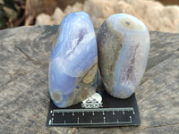 Polished Blue Lace Agate Geodes x 6 From Nsanje, Malawi