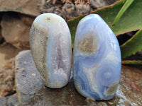 Polished Blue Lace Agate Geodes x 6 From Nsanje, Malawi