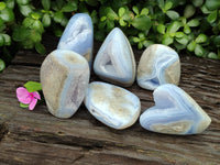 Polished Blue Lace Agate Geodes x 6 From Nsanje, Malawi