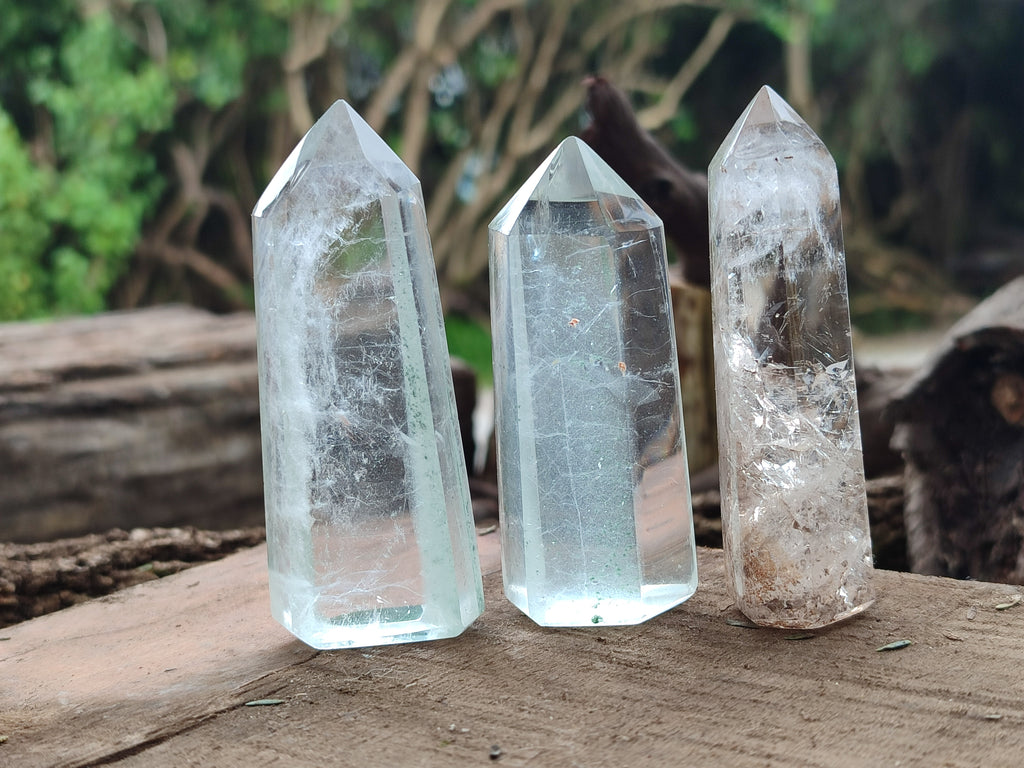 Polished Quartz Crystal Points with Various Inclusions x 11 From Madagascar - Toprock Gemstones and Minerals 