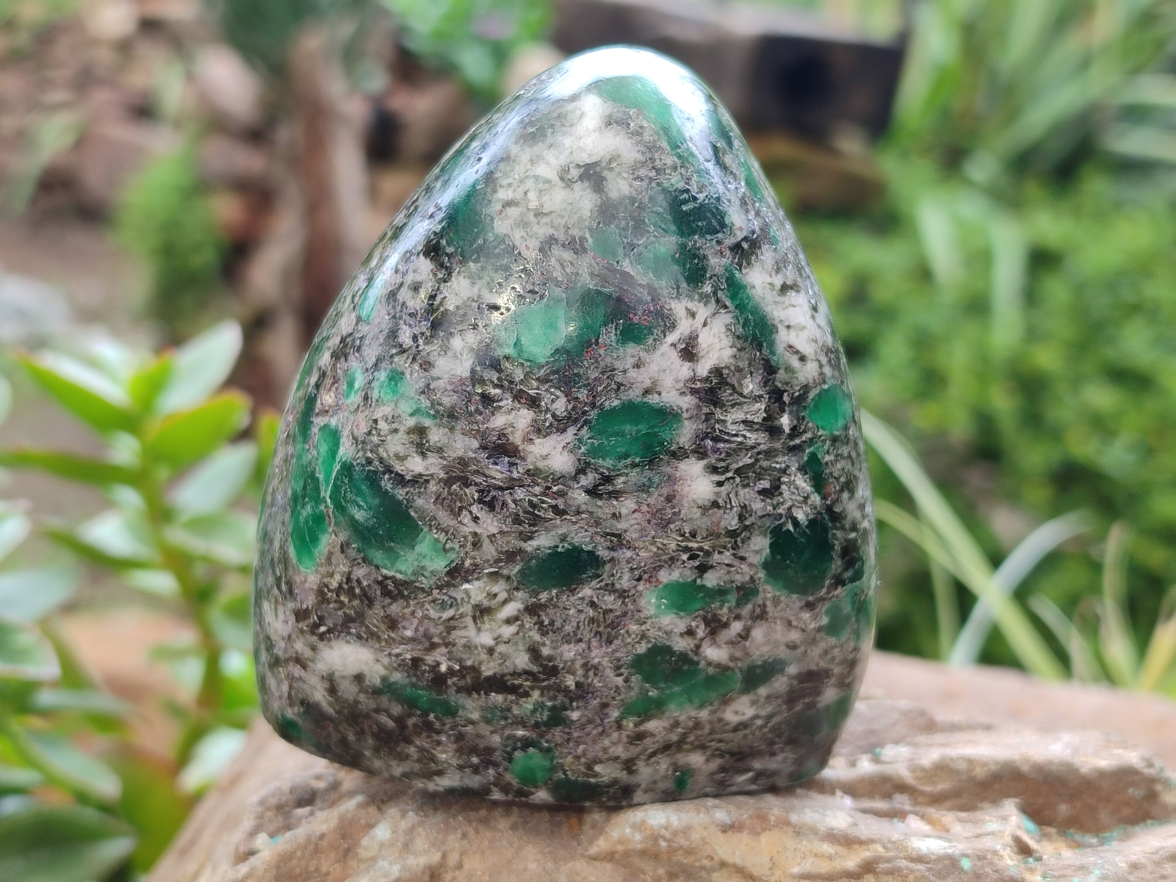 Polished Emerald Mica In Matrix Standing Free Forms x 4 From Mutoko, Zimbabwe - Toprock Gemstones and Minerals 
