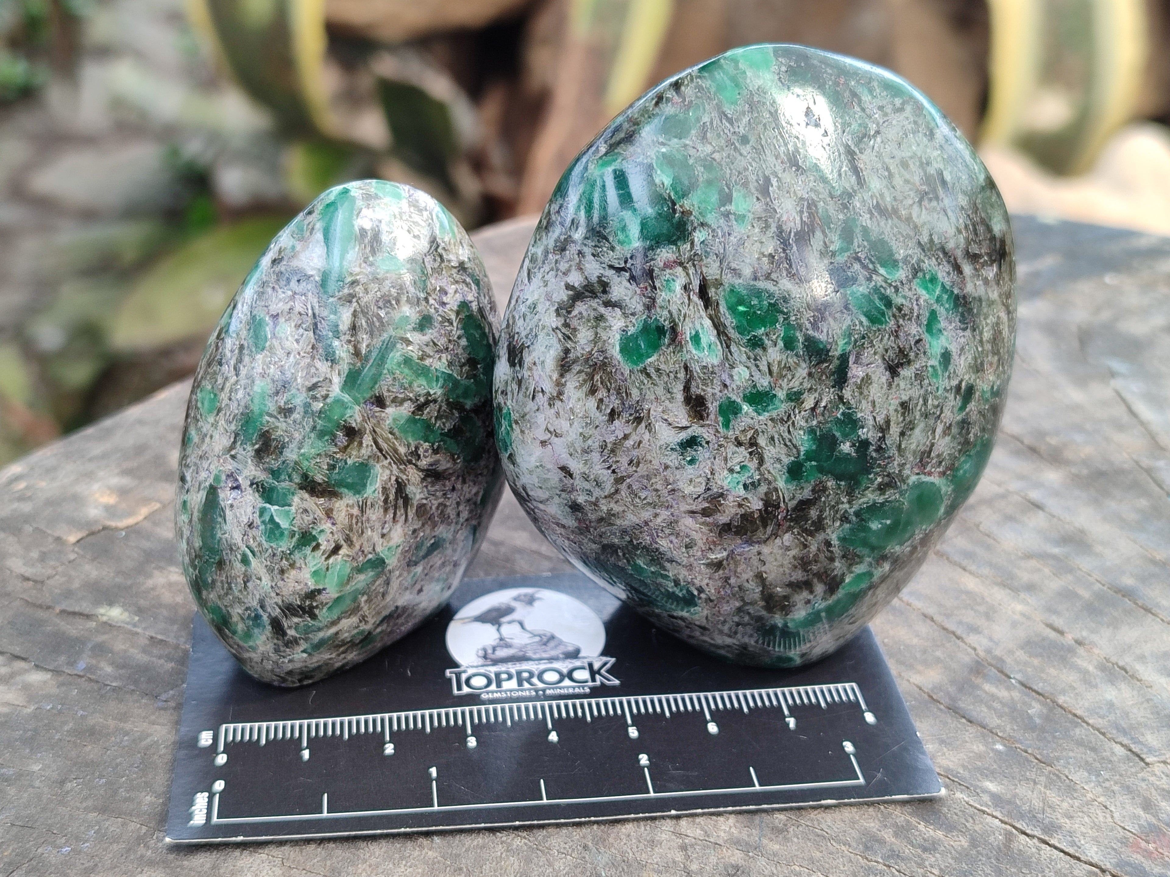 Polished Emerald Mica In Matrix Standing Free Forms x 4 From Mutoko, Zimbabwe - Toprock Gemstones and Minerals 