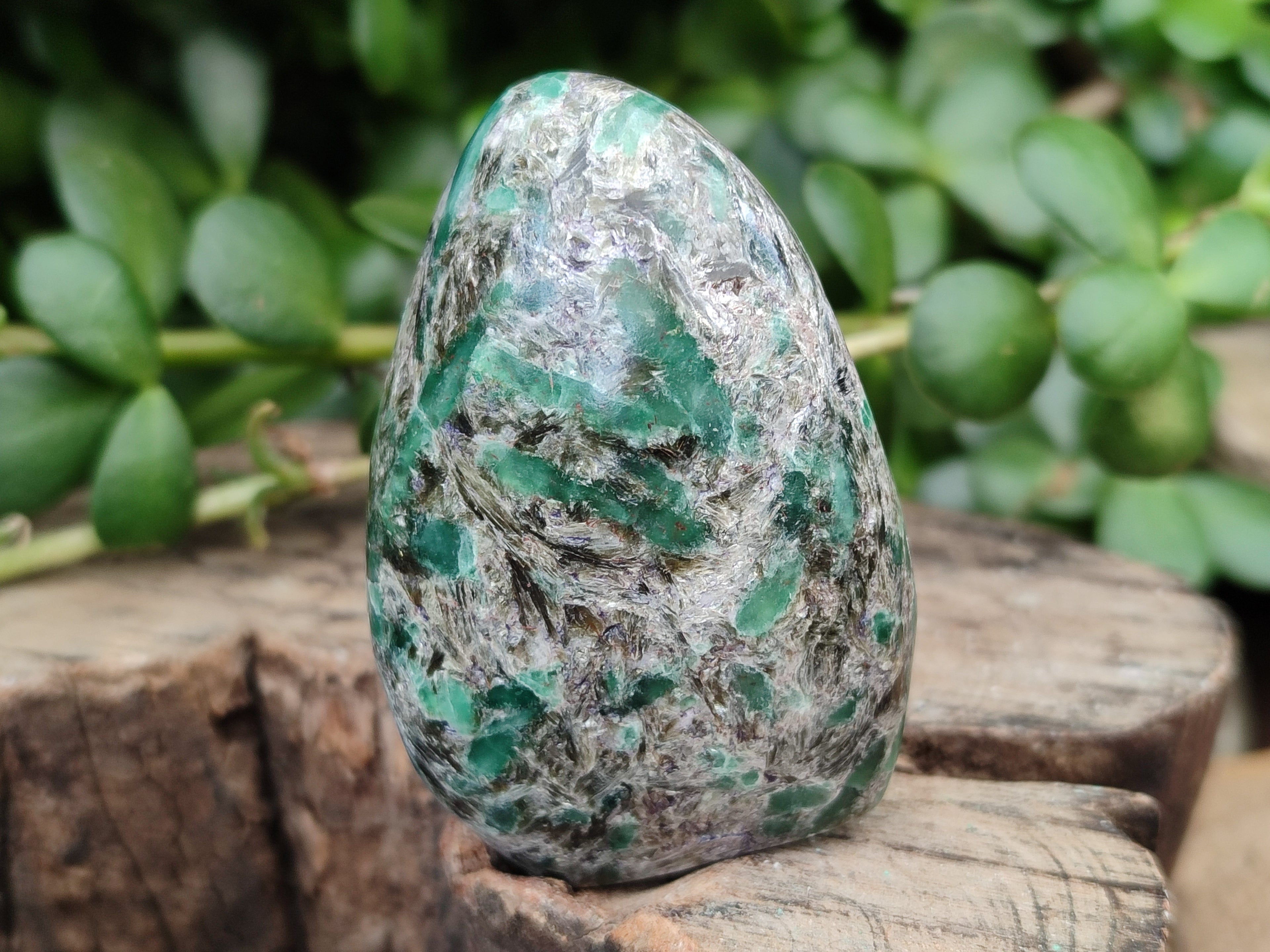Polished Emerald Mica In Matrix Standing Free Forms x 4 From Mutoko, Zimbabwe - Toprock Gemstones and Minerals 