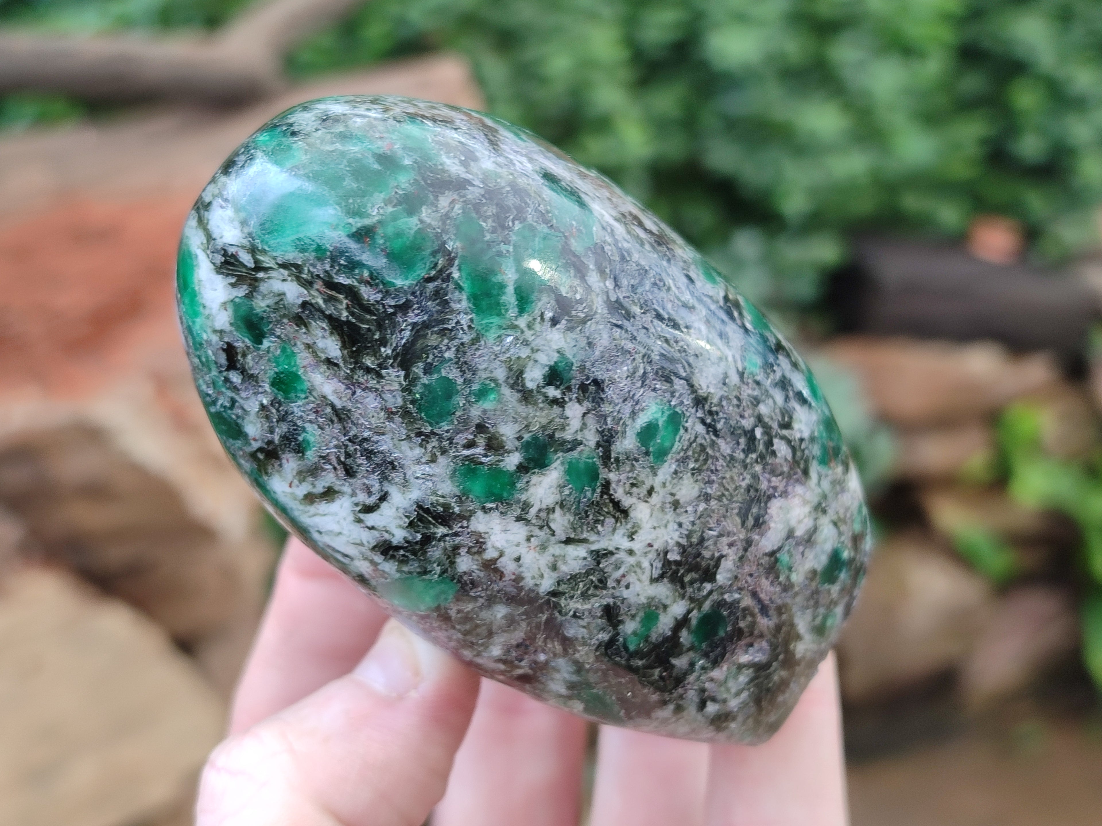 Polished Emerald Mica In Matrix Standing Free Forms x 4 From Mutoko, Zimbabwe - Toprock Gemstones and Minerals 