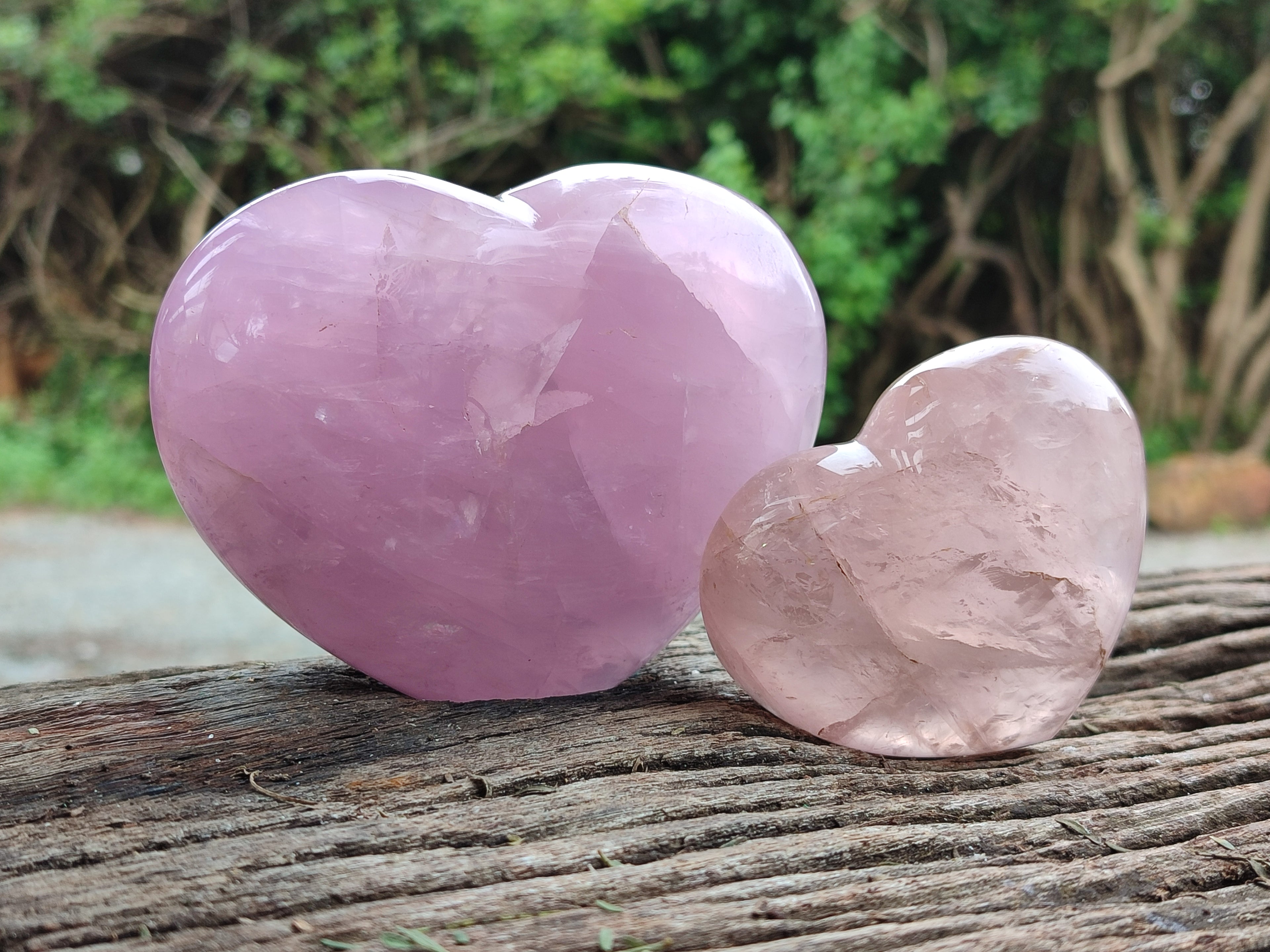 Polished Rose Quartz Hearts x 3 From Ambatondrazaka, Madagascar - Toprock Gemstones and Minerals 