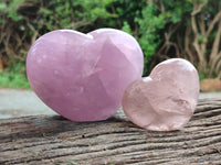 Polished Rose Quartz Hearts x 3 From Ambatondrazaka, Madagascar
