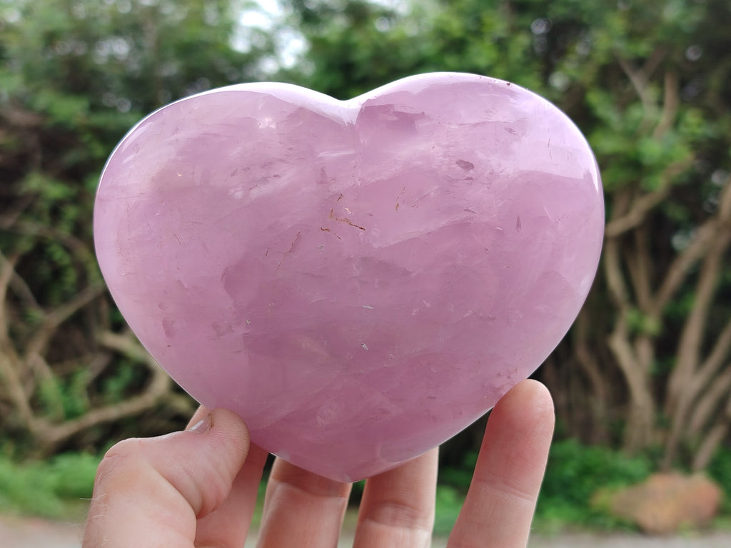 Polished Rose Quartz Hearts x 3 From Ambatondrazaka, Madagascar - Toprock Gemstones and Minerals 