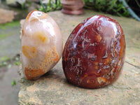 Polished Fossil Flower Agate Standing Free Forms x 4 From Antsahalova, Madagascar