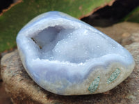 Polished Blue Lace Agate Geodes x 4 From Nsanje, Malawi