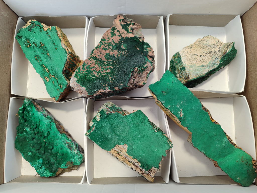 Natural Crystalline Malachite Specimens x 6 From Tenke Fungurume, Congo - Toprock Gemstones and Minerals 