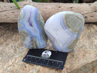 Polished Blue Lace Agate Geodes x 4 From Nsanje, Malawi - Toprock Gemstones and Minerals 