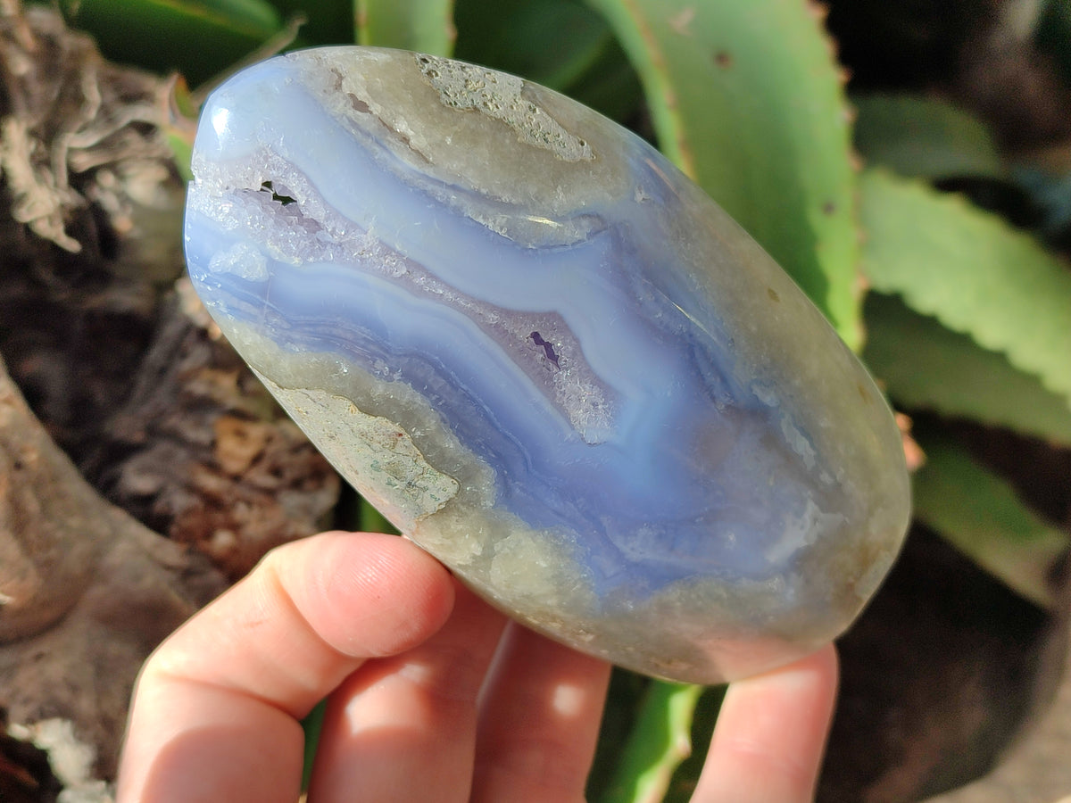 Polished Blue Lace Agate Geodes x 4 From Nsanje, Malawi - Toprock Gemstones and Minerals 