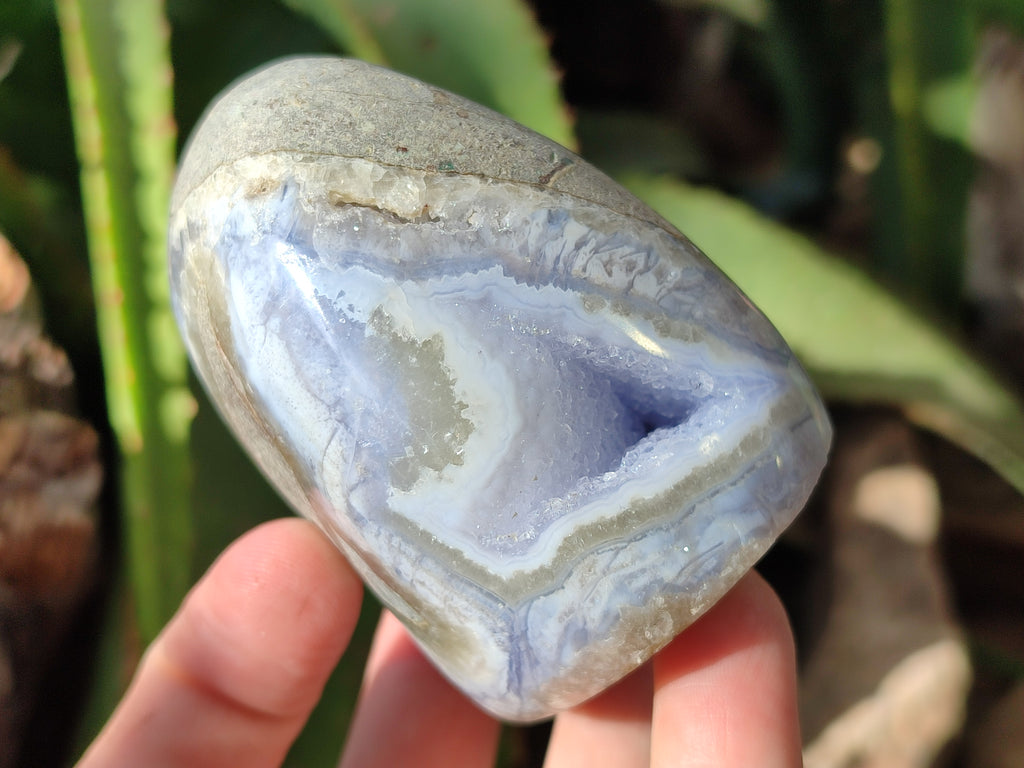 Polished Blue Lace Agate Geodes x 4 From Nsanje, Malawi - Toprock Gemstones and Minerals 