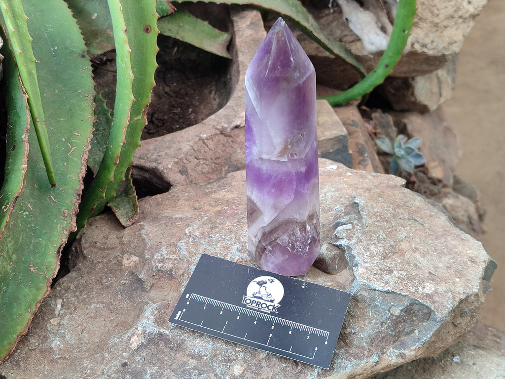 Polished Chevron Amethyst Points x 4 From Ankazobe, Madagascar - Toprock Gemstones and Minerals 