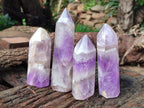 Polished Chevron Amethyst Points x 4 From Ankazobe, Madagascar - Toprock Gemstones and Minerals 