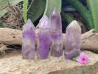 Polished Chevron Amethyst Points x 4 From Ankazobe, Madagascar - Toprock Gemstones and Minerals 