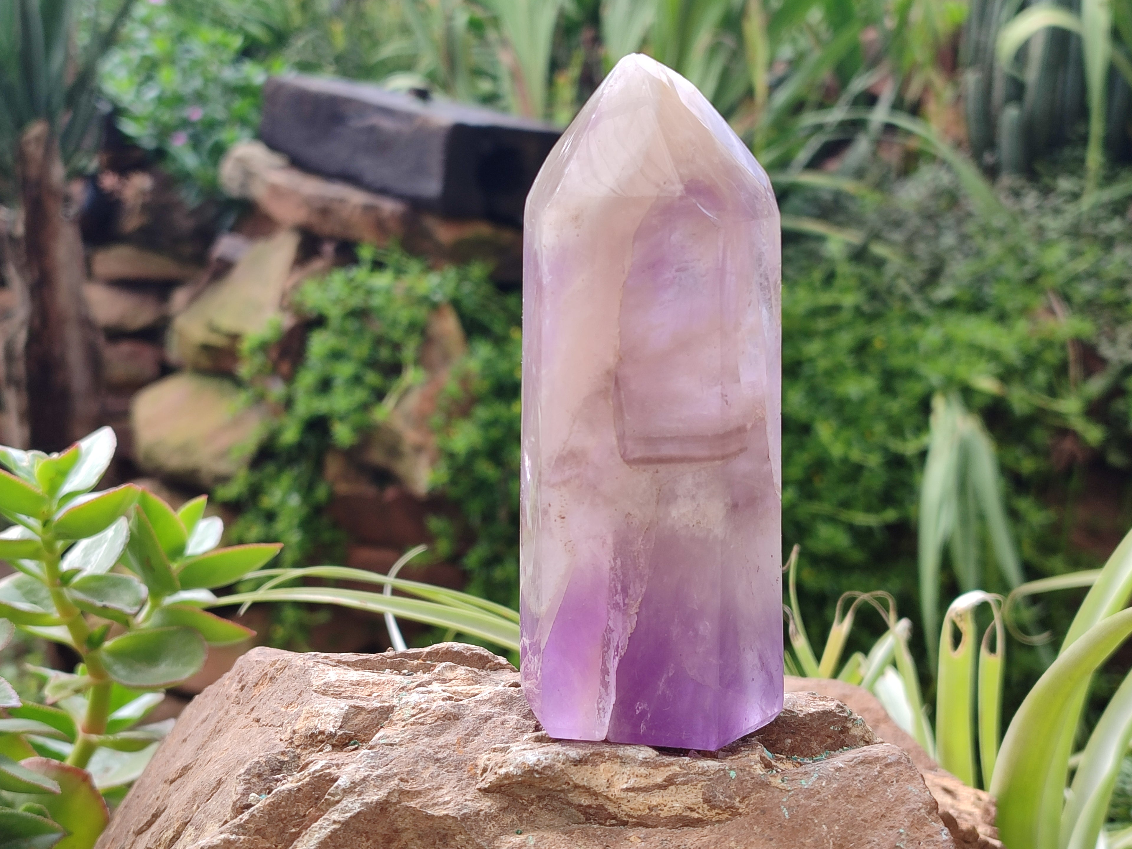 Polished Chevron Amethyst Points x 4 From Ankazobe, Madagascar - Toprock Gemstones and Minerals 