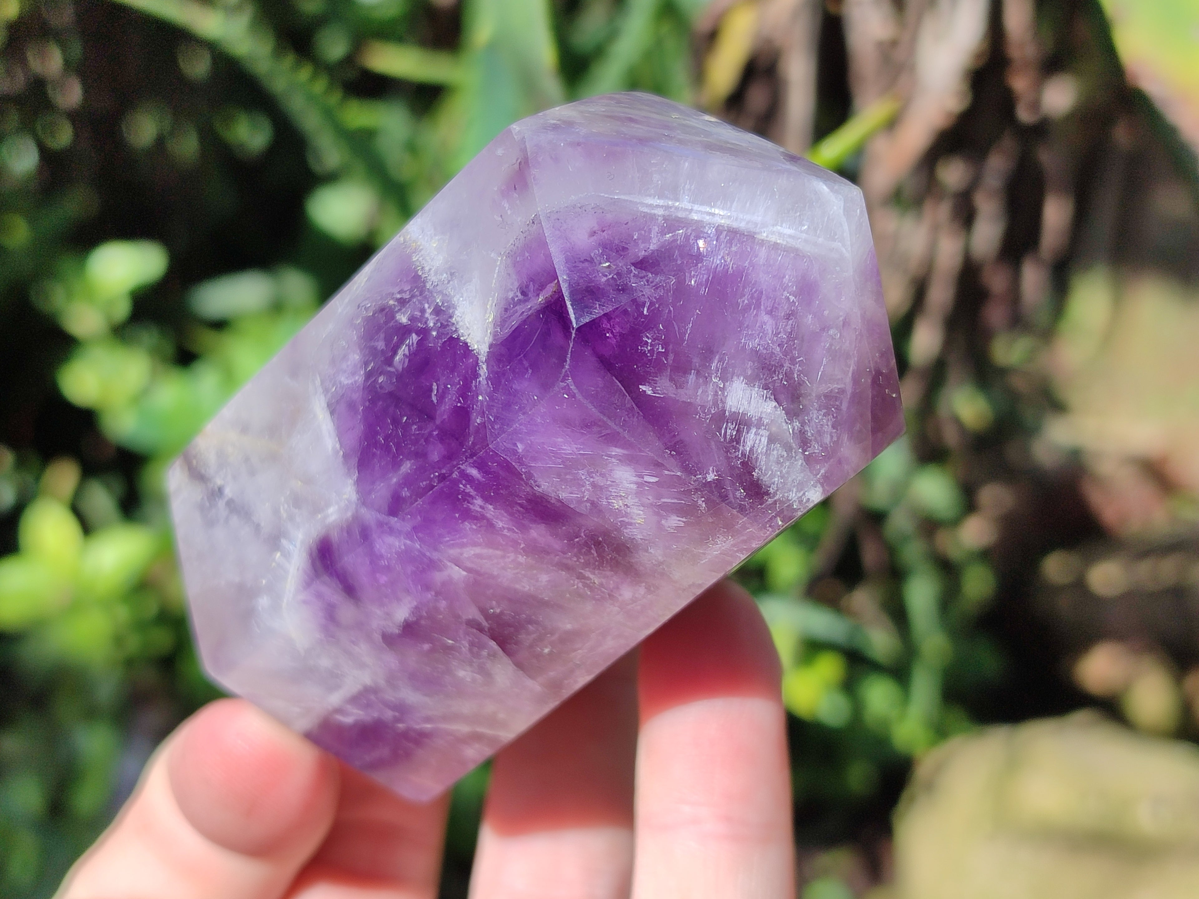 Polished Smokey Chevron Amethyst Points x 3 From Madagascar - Toprock Gemstones and Minerals 