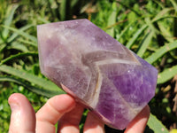 Polished Smokey Chevron Amethyst Points x 3 From Madagascar